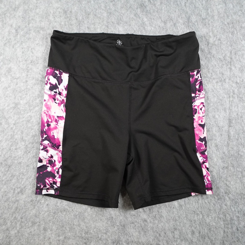 Gaiam Shorts Women Extra Large Black Floral Side Pocket High Rise Active Biker